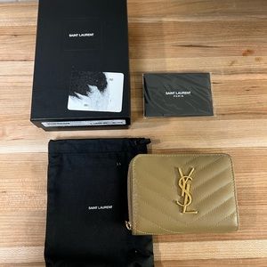 Saint Laurent Monogrammed Compact Zip Around Wallet